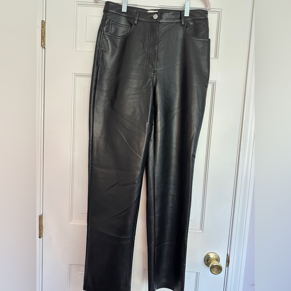 Aritzia (Wilfred) Classic Black Straight Leg Leather Pants